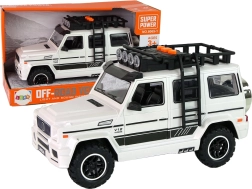 Voiture tout-terrain blanche à piles avec lumières et sons