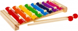 Cymbalum en bois pour enfants 3+ Premier instrument de musique Placage arc-en-ciel + baguettes