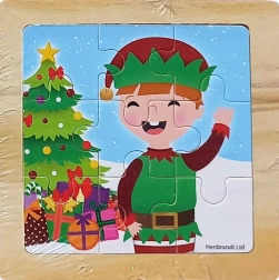 Puzzle en bois Noël avec lutin – 9 pièces