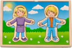 Puzzle en bois pour enfants Habillage avec garçon et fille