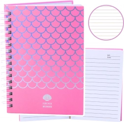 Carnet motif sirène A6, rose, 80 feuilles