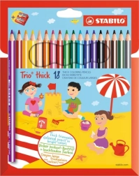 STABILO Trio crayons de couleur épais ensemble de 18 avec taille-crayon