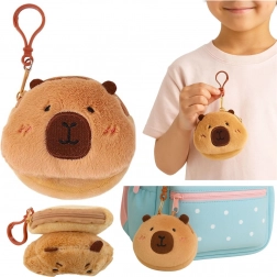 Porte-monnaie en peluche capybara avec clip, marron