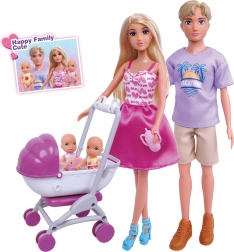 Poupée avec sa famille 30 cm avec poussette et accessoires