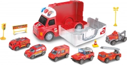 Camion de pompiers avec effets et 6 petites voitures