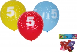 Ballons gonflables 30 cm avec chiffre 5 – set de 5 pièces