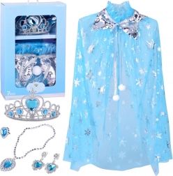 Costume de princesse Reine des Neiges – cape bleue et set de bijoux