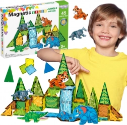 Jeu de construction magnétique 3D WOOPIE – animaux de la jungle, 45 pièces