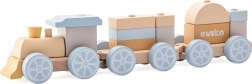 Cubika train arc-en-ciel pastel avec deux wagons – puzzle en bois 15 pièces
