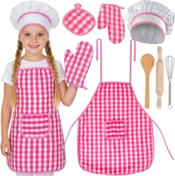 ensemble de cuisine pour enfants 7‑en‑1 carré rose