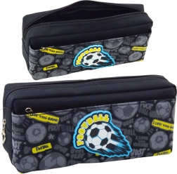 Trousse scolaire avec motif de football noire