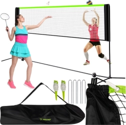Filet portable pour volley-ball, badminton et tennis TRIZAND 3-en-1, hauteur réglable