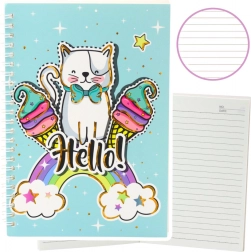 Carnet avec chat licorne, glace et arc-en-ciel A5 60 feuilles
