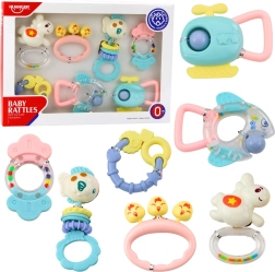 Ensemble de hochets et anneaux de dentition pour bébés – couleurs pastel, 7 pcs