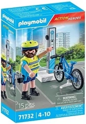 Action Heroes patrouille cycliste de police avec vélo électrique PLAYMOBIL