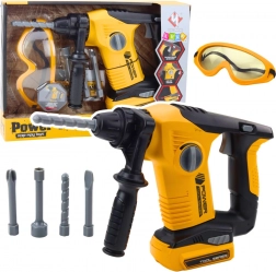 Marteau perforateur pour enfants avec embouts interchangeables et lunettes de protection jaunes