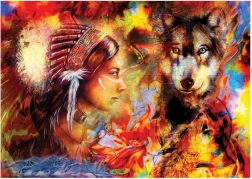 Puzzle Fille et Loup 1500 pièces