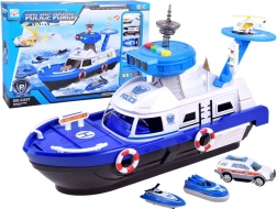 bateau de police avec héliport et véhicules – set de jeu