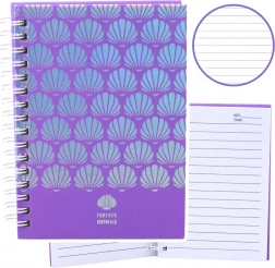 Carnet A6 holographique Coquillages violet 80 pages