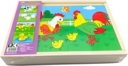 Puzzle en bois – dans la cour, 4 animaux