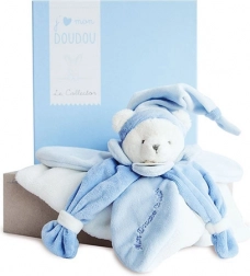 Coffret cadeau Doudou – doudou ours bleu en peluche 24 cm