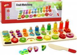Planche éducative en bois pour apprendre les mathématiques avec des fruits