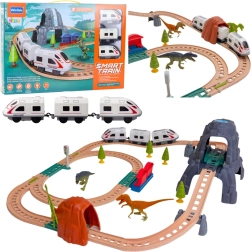 Train électrique avec dinosaures, lumières et sons, 76 cm