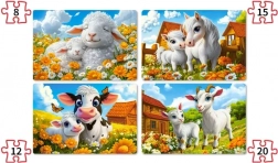 Puzzle Castorland animaux affectueux 4-en-1 (8, 12, 15, 20 pièces)