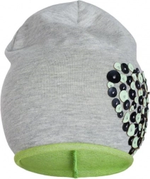 Bonnet printanier en coton NEW BABY avec petit cœur, gris‑vert