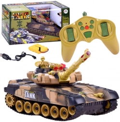 Char RC 2,4 GHz avec tourelle rotative et effets lumineux – Désert