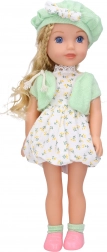 Poupée sonore 36 cm avec sac à main et bonnet