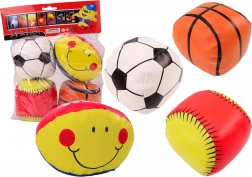 Ballons de sport souples pour enfants – football, basket-ball, base-ball et rugby, lot de 4 pièces