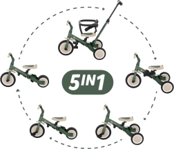 Petite&Mars tricycle multifonction 5 en 1 Turbo misty green