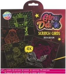 Images à gratter luminescentes – motif fille, lot de 4 pcs