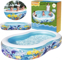 Piscine familiale gonflable à motif océan BESTWAY Fish 'n Friends 262 × 157 × 46 cm