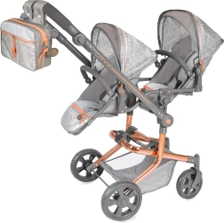 Poussette pliante pour jumeaux pour poupées avec sac à dos CITY X – 91 cm