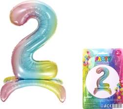 Ballon en feuille gonflable chiffre 2 arc-en-ciel 80 cm