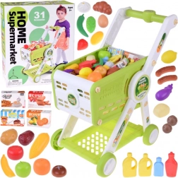 Chariot de courses pour enfants avec aliments et accessoires