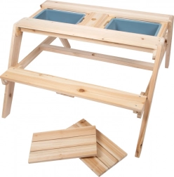 Table en bois pour enfants 2 en 1 avec bacs