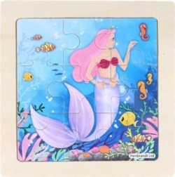 Puzzle en bois sirène, 9 pièces