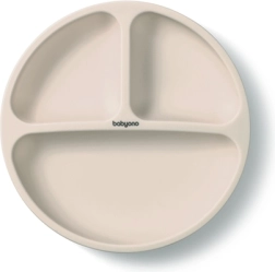 BabyOno assiette compartimentée en silicone avec ventouse beige 6m+