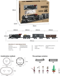 Train rétro avec lumières, sons et fumée 172 cm