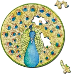 Mini puzzle rond CURIOSI Picoli – paon, 33 pièces