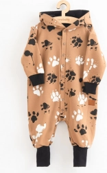 Combinaison bébé en coton à capuche avec petites oreilles New Baby patte, couleur moutarde