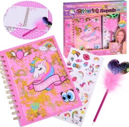 Journal secret magique de licorne avec autocollants colorés