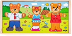 Armoire en bois La famille des ours avec puzzles à encastrer - 54 pièces