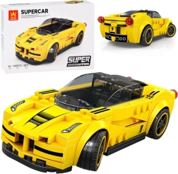 Jeu de construction technique voiture de sport jaune, 143 pièces avec autocollants