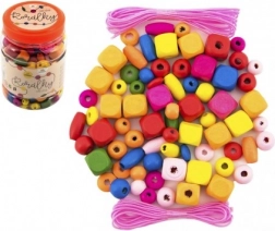 Perles en bois colorées avec élastiques