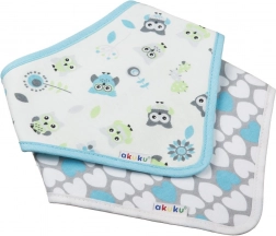Bavoir foulard pour enfant AKUKU – lot de 2 pièces hibou et petits cœurs
