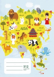 Cahier scolaire A5 avec lignes et deux lignes auxiliaires pour les débutants, 10 feuilles